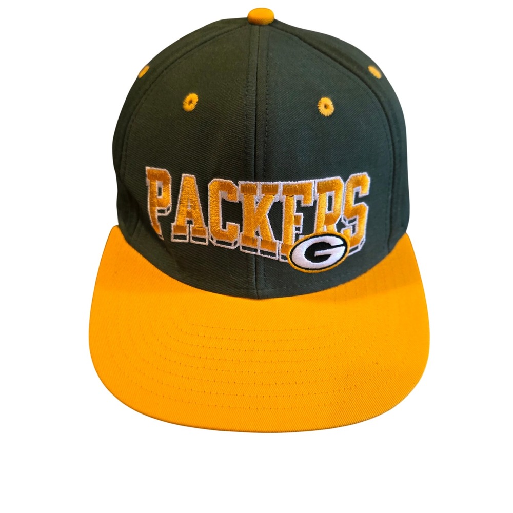 Vintage Green Bay Packers Reebok Snapback Hat Y2K NFL Team Apparel Green Yellow